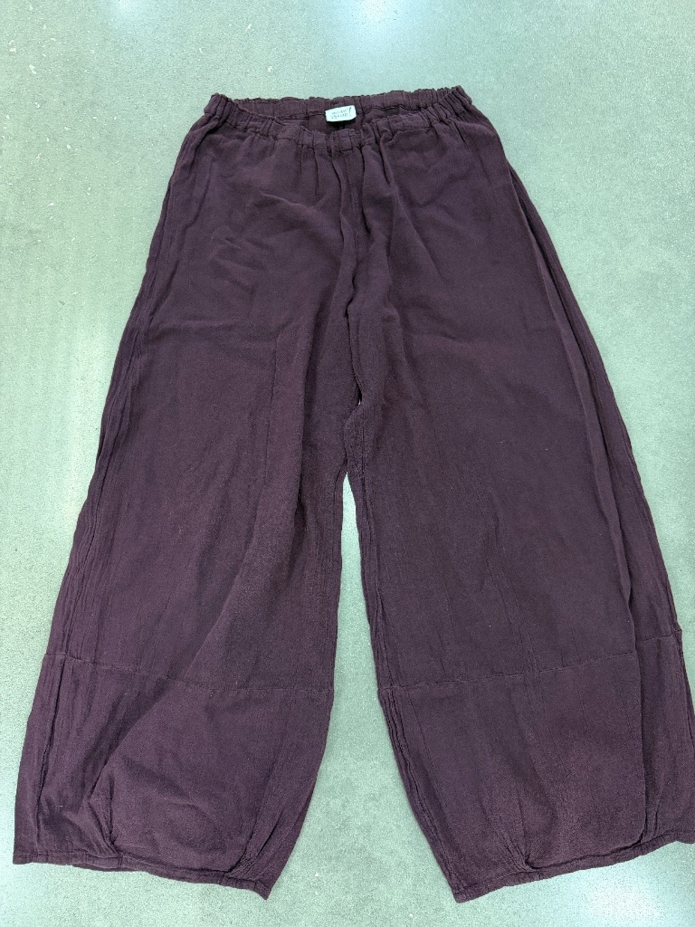 Oh My Gauze! 100% cotton pull on pants size 1 purple lagenlook wide leg crepe